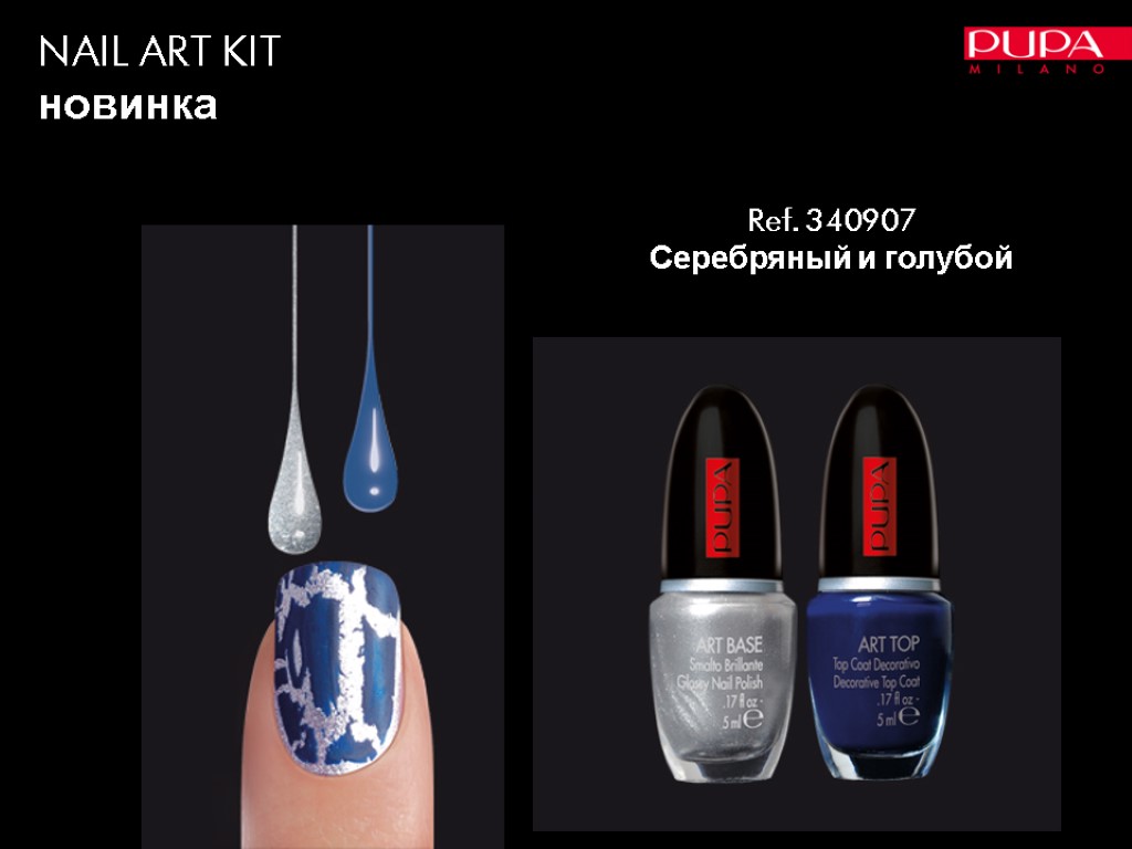 NAIL ART KIT новинка Ref. 340907 Серебряный и голубой